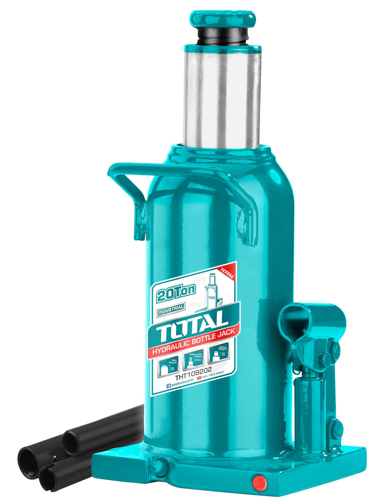 Total 20 Ton Hydraulic Bottle Jack - 240mm Min Lift THT109202 Total